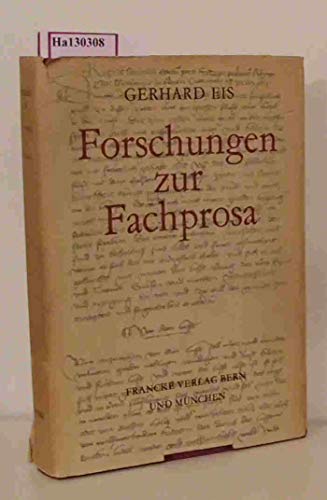 Imagen de archivo de Forschungen zur Fachprosa. Ausgewahlte Beitrage. a la venta por Zubal-Books, Since 1961
