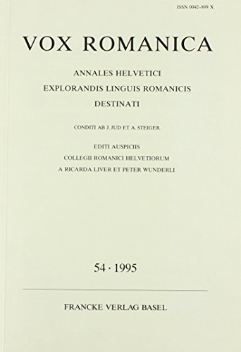 9783772021947: Vox Romanica: Vox Romanica. 54 (1995)