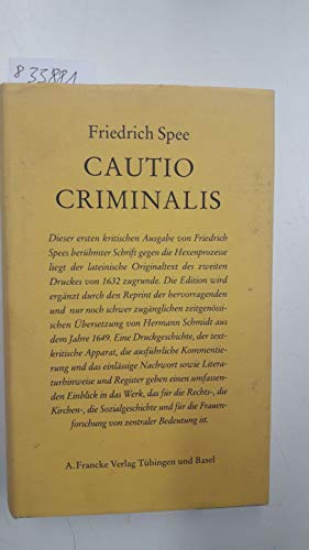 9783772080265: Smtliche Schriften: Cautio Criminalis. (Smtliche Schriften, 3). Historisch-kritische Ausgabe: Bd 3