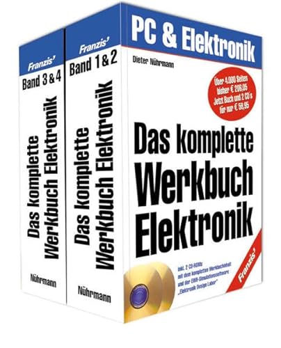 Beispielbild fr Das komplette Werkbuch Elektronik: 2 Bde. Mit 2 CD-ROM's Mit EWB-Simulationssoftware `Elektronik Design Labor` von Dieter Nhrmann (Autor) Elektronik Design Labor Steckverbinder Schutzmanahmen Drehstromnetze Stromversorgungstechnik Strombegrenzungsbauelemente Operationsverstrkertechnik Sensortechnik Rhrentechnik Frequenzweichen Keramikfilter Mikrowellenoszillatoren Modulationsverfahren Programmierbare Logikbausteine Messschaltungen Messbrcken Messverfahren HF-Messtechnik Hchstfrequenz-Messtechnik Applikationsbeispiele aus der NF-, HF-, Sensor-, Digital- und Stromversorgungstechnik Inhalt von Band 1 & 2Tabellen Mathematik Formeln SMD-Technik Berechnungsgrundlagen fr Elektronikschaltungen Mechanik und mechanische Baugruppen Starkstromversorgungstechnik Khlkrper Steckverbinder Leiterplattentechnik Passive Bauelemente Batterien und Akkus Solarzellen Dioden Thyristoren Triacs Transistoren FETs MOSFETs Operationsverstrker-Schaltungen Inhalt von Band 3 & 4Optoelektronik Sensoren Rhr zum Verkauf von BUCHSERVICE / ANTIQUARIAT Lars Lutzer