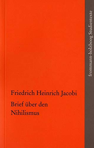 9783772828423: Brief Uber Den Nihilismus: 9 (Frommann-holzboog Studientexte)