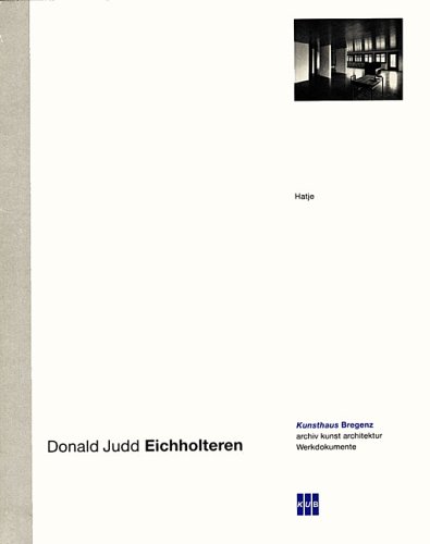 Stock image for Donald Judd: Eichholteren for sale by ANARTIST