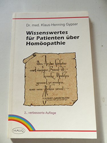 Beispielbild fr Wissenswertes fr Patienten ber Homopathie. TB zum Verkauf von Deichkieker Bcherkiste