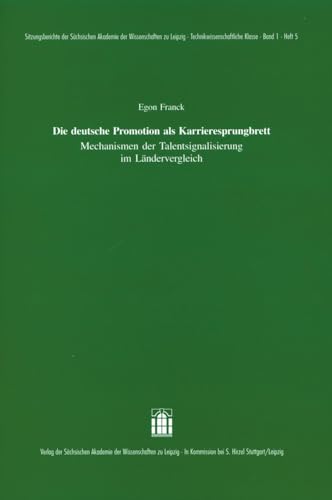 9783777613932: Die Deutsche Promotion ALS Karrieresprungbrett: Mechanismen Der Talentsignalisierung Im Landervergleich (German Edition)