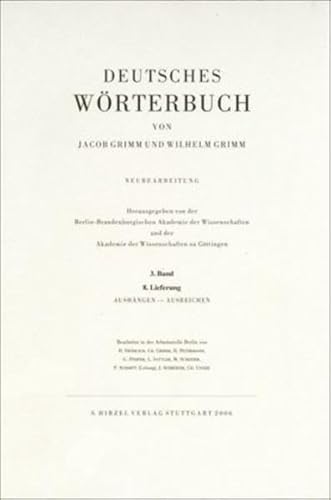 9783777614113: Grimm, Dt. Wrterbuch Neubearbeitung: Band III: Lieferung 8 Aushngen - Ausreichen