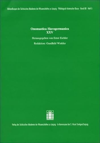 9783777615622: Onomastica Slavogermanica XXV