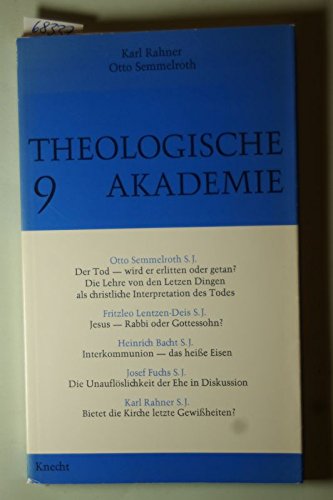 Beispielbild fr Theologische Akademie 9 / hrsg. von Karl Rahner und Otto Semmelroth zum Verkauf von Bibliothek der Erzabtei Beuron