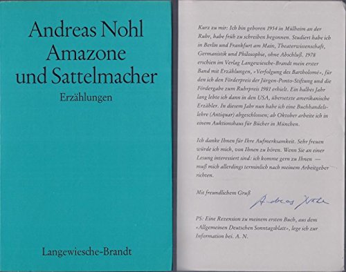 Beispielbild fr Amazone und Sattelmacher. Erzhlungen. zum Verkauf von Steamhead Records & Books