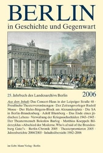 9783786125372: Berlin in Geschichte und Gegenwart (Jahrbuch des Landesarchivs Berlin)