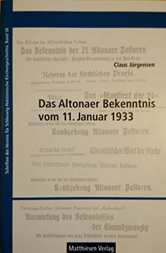 Beispielbild fr Das Altonaer Bekenntnis vom 11 Januar 1933 zum Verkauf von Ganymed - Wissenschaftliches Antiquariat