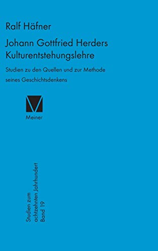 Imagen de archivo de Johann Gottfried Herders Kulturentstehungslehre (Studien Zum Achtzehnten Jahrhundert) (German Edition) a la venta por Lucky's Textbooks