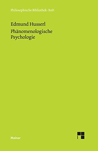 PhÃ¤nomenologische Psychologie (German Edition) (9783787316038) by Husserl, Edmund