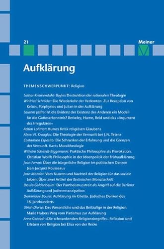 9783787319282: Religion im Zeitalter der Aufklrung: Aufklrung, Band 21