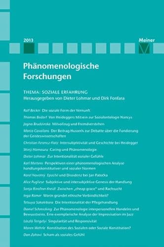 9783787325290: Soziale Erfahrung: Phnomenologische Forschungen 2013