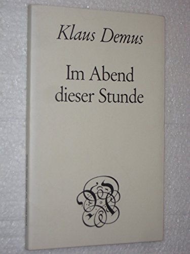 9783788503024: Im Abend dieser Stunde (German Edition)