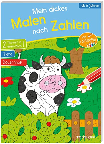 Stock image for Mein dickes Malen nach Zahlen. Ab 6 Jahren: 2 Themen in einem Buch: Tiere und Bauernhof for sale by medimops
