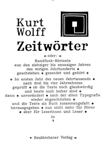 ZeitwÃ¶rter (9783788719210) by Wolff, Kurt