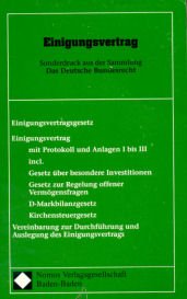 Beispielbild fr Einigungsvertrag. Sonderdruck aus der Sammlung Das deutsche Bundesrecht. zum Verkauf von Grammat Antiquariat