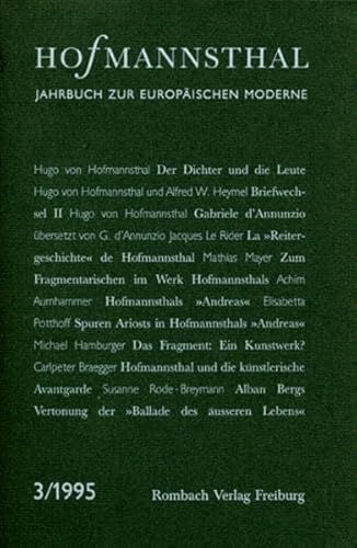Stock image for Hofmannsthal - Jahrbuch zur Europischen Moderne Band 3 / 1995 for sale by Buli-Antiquariat