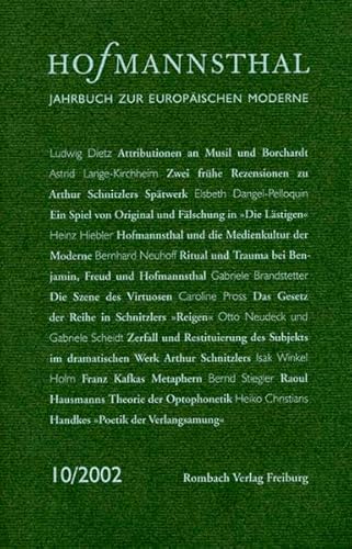 Beispielbild fr Hofmannsthal, Jahrbuch zur europischen Moderne 10/2002, Mit Abb., zum Verkauf von Wolfgang Rger