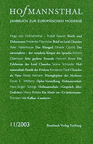 Beispielbild fr Hofmannsthal, Jahrbuch zur europischen Moderne 11/2003, Mit Abb., zum Verkauf von Wolfgang Rger