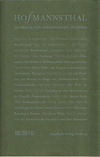 Beispielbild fr Hofmannsthal. Jahrbuch zur europischen Moderne 18/2010. zum Verkauf von ANTIQUARIAT BCHERBERG Martin Walkner
