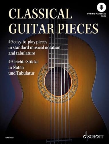 Beispielbild fr Classical Gutiar Pieces - 49 Easy-To-Play Pieces in Standard Musical Notation and Tabulature Book With Audio Online zum Verkauf von Blackwell's