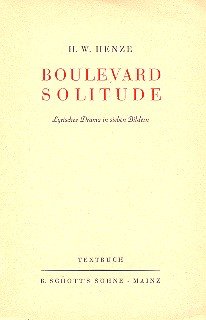 9783795733520: Boulevard solitude: Lyrisches Drama in sieben Bildern. Livret.