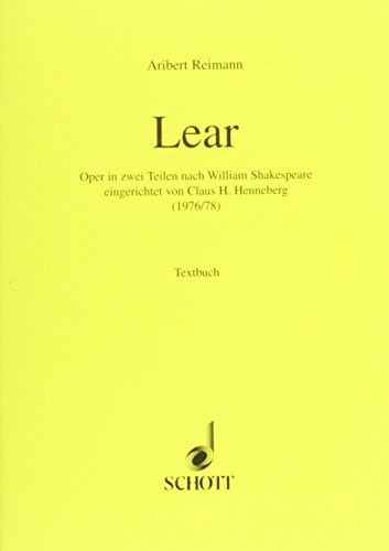 9783795736897: Lear: Oper in 2 Teilen Nach William Shakespeare