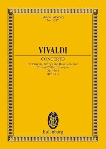 CONCERTO STUDY SCORE FLAUTINO STRINGS AND BASSO CONTINUO OP44/11 C MAJOR Format: Paperback