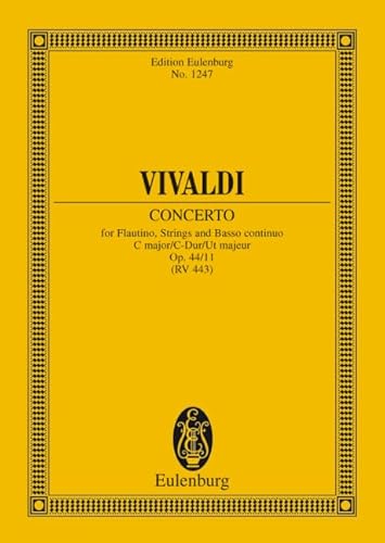 Stock image for Piccolo Concerto Op. 44/11 C Maj: Study Score (Edition Eulenburg) for sale by Kennys Bookshop and Art Galleries Ltd.