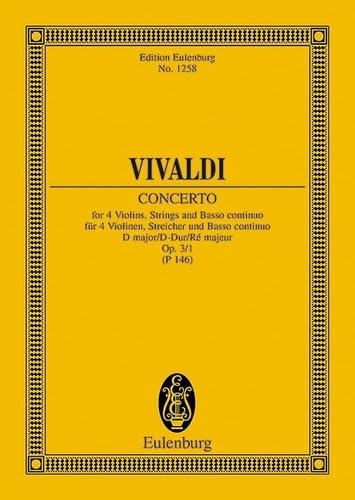 Beispielbild fr L'Estro Armonico: Concerto grosso D-Dur. op. 3/1. RV 549 / PV 146. 4 Violinen, Streicher und Basso continuo. Studienpartitur. (Eulenburg Studienpartituren) zum Verkauf von medimops