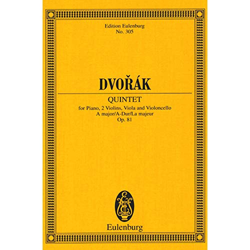 Imagen de archivo de Dvorak: Quintet, A Major/A-Dur/La Majeur, Op. 81: For Piano, 2 Violins, Viola and Violoncello (Paperback) a la venta por CitiRetail