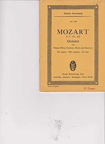 Imagen de archivo de Quintet in E-flat Major, K.452: Study Score a la venta por GH Mott, Bookseller