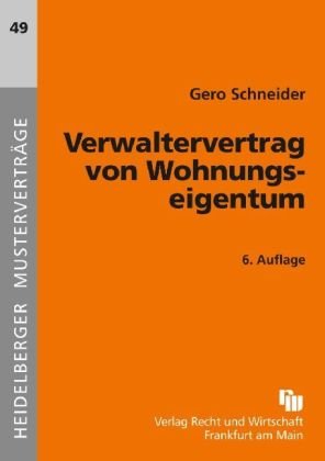 Beispielbild fr Verwaltervertrag von Wohnungseigentum zum Verkauf von medimops