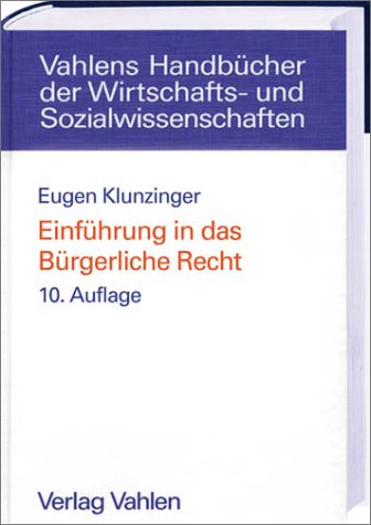 Beispielbild fr Einfhrung in das Brgerliche Recht von Eugen Klunzinger (Autor) Der in berarbeiteter Fassung vorliegende Grundri des bekannten Autors ist wieder ein "didaktisches Spitzenerzeugnis". Er mchte den Lesern den Einstieg in das Brgerliche Recht erleichtern, die im Verlauf ihres Studiums oder im Rahmen der Berufsfortbildung eine "Grundausbildung in Rechtswissenschaft" absolvieren. Der Grundkurs umfat die den ersten drei Bchern des BGB zugrunde liegenden Rechts- gebiete, also den Allgemeinen Teil des BGB, das Allgemeine und das Besondere Schuldrecht sowie das Sachenrecht. Arbeitsanleitungen, Lernhinweise, Fragen sowie Beispiele, Zusammenfassungen und Graphiken untersttzen das Lernen. Fr Studierende an Universitten, Fachhochschulen und Akademien.() Das Buch zeichnet sich neben einem fr juristische Lehrbcher besonders abwechslungsreichen Layout, auch durch eine klare und verstndliche Sprache aus, die nicht akademisch berfrachtet ist. Das Lehrbuch richtet sich damit nicht nur an Stu zum Verkauf von BUCHSERVICE / ANTIQUARIAT Lars Lutzer