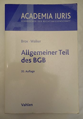 Stock image for Allgemeiner Teil des BGB for sale by medimops