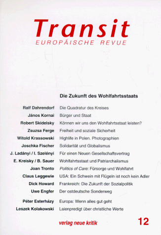 Beispielbild fr Transit 12. Die Zukunft des Wohlfahrtsstaats. Europische Revue zum Verkauf von text + tne