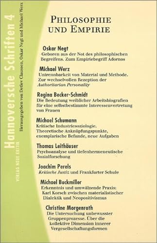 9783801503536: Hannoversche Schriften 4. Philosophie und Empirie