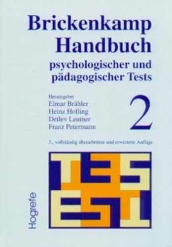 Brickenkamp Handbuch psychologischer und pÃ¤dagogischer Tests, 2 Bde., Bd.2 (9783801714413) by Brickenkamp, Rolf; BrÃ¤hler, Elmar; Holling, Heinz; Leutner, Detlev; Petermann, Franz