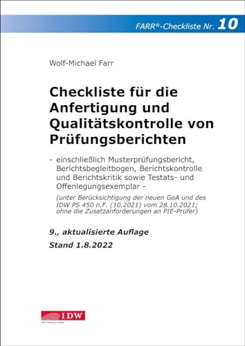 Stock image for Checkliste 10 fr die Anfertigung und Qualittskontrolle von Prfungsberichten for sale by Blackwell's