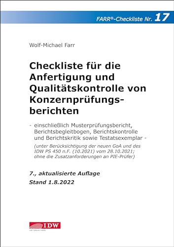 Stock image for Checkliste 17 fr die Anfertigung und Qualittskontrolle von Konzernprfungsberichten for sale by GreatBookPrices