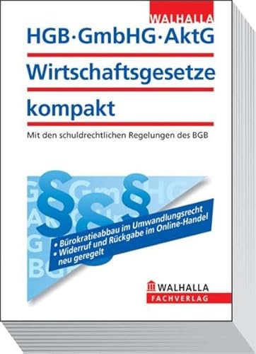 Beispielbild fr HGB, GmbHG, AktG, Wirtschaftsgesetze kompakt: Mit den schuldrechtlichen Regelungen des BGB zum Verkauf von medimops