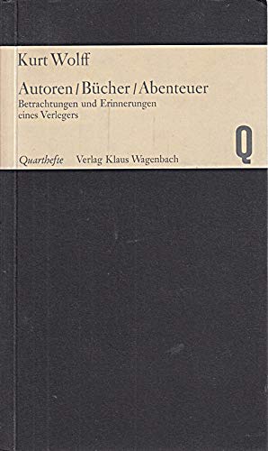 Beispielbild fr Quarthefte, H.1, Autoren, Bcher, Abenteuer zum Verkauf von Versandantiquariat Felix Mcke