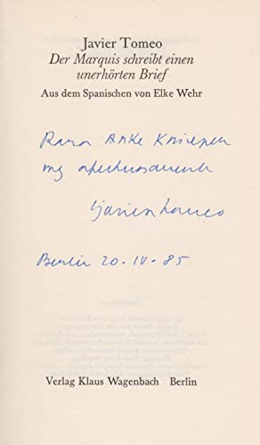 Beispielbild fr Der Marquis schreibt einen unerh rten Brief. Roman. (Broschiert) von Javier Tomeo (Autor) zum Verkauf von Nietzsche-Buchhandlung OHG