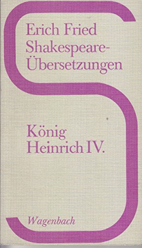 Imagen de archivo de Shakespeare-bersetzungen Knig Heinrich IV. a la venta por Antiquariat Buchhandel Daniel Viertel