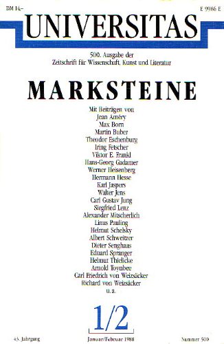 Beispielbild fr UNIVERSITAS: Marksteine: Sonderedition zur 50. Ausgabe der Zeitschrift fr Wissenschaft, Kunst und Literatur zum Verkauf von Versandantiquariat Felix Mcke