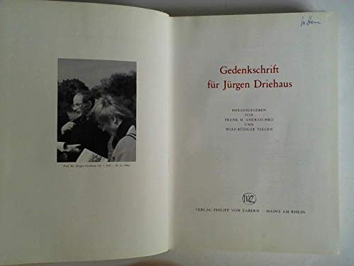 Stock image for Gedenkschrift fu r Ju rgen Driehaus (German Edition) for sale by Midtown Scholar Bookstore