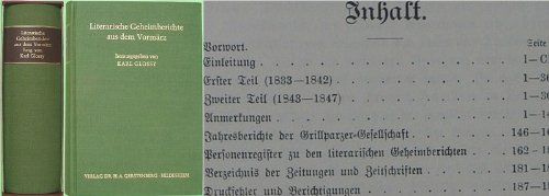 9783806705492: Literarische Geheimberichte aus dem Vormrz. Mit Einleitung und Anmerkungen.