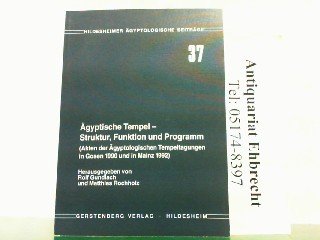 Imagen de archivo de Agyptische Tempel-- Struktur, Funktion und Programm: Akten der Agyptologischen Tempeltagungen in Gosen 1990 und in Mainz 1992 a la venta por Avol's Books LLC